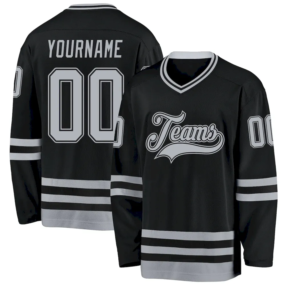 Black2462.webp Custom Black Gray Hockey Jersey - Image 1