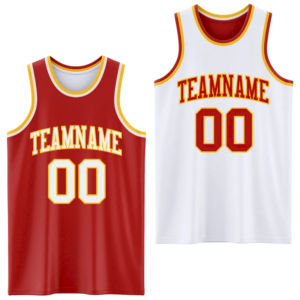 ReversibleD0099.webp Custom Red White-Gold Reversible Double Side Basketball Jersey - Image 1