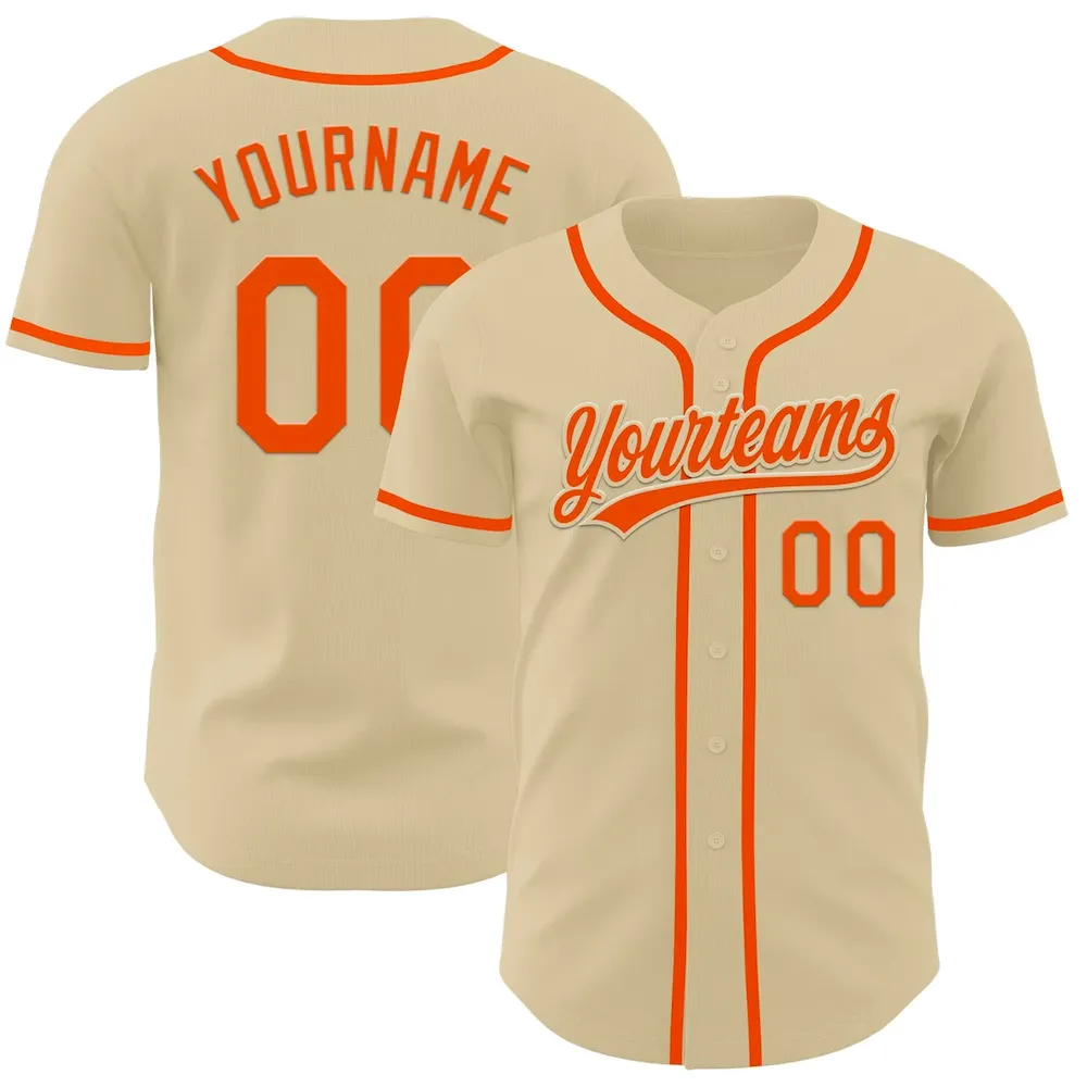 Sand0004.webp Custom Sand Orange Authentic Baseball Jersey - Image 1